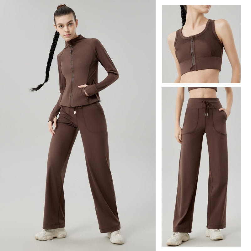 1916# Women Tank Jackets Pants Set