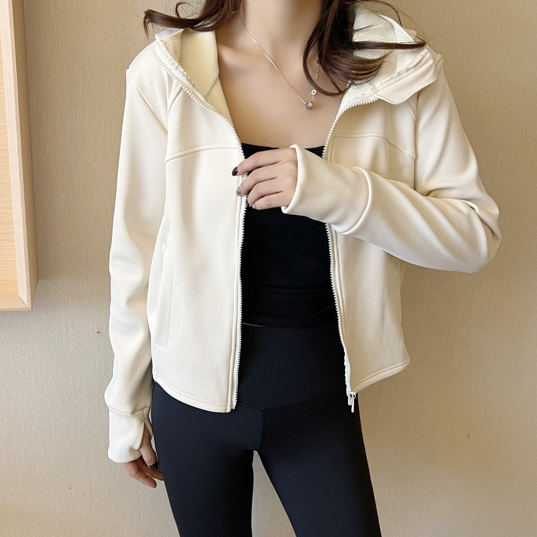 L3808#XY Women Fleece Hooded Coat