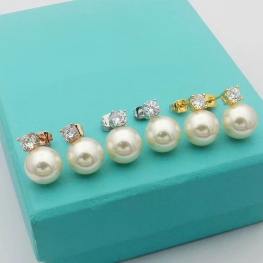 E1191# T Pearl Earrings