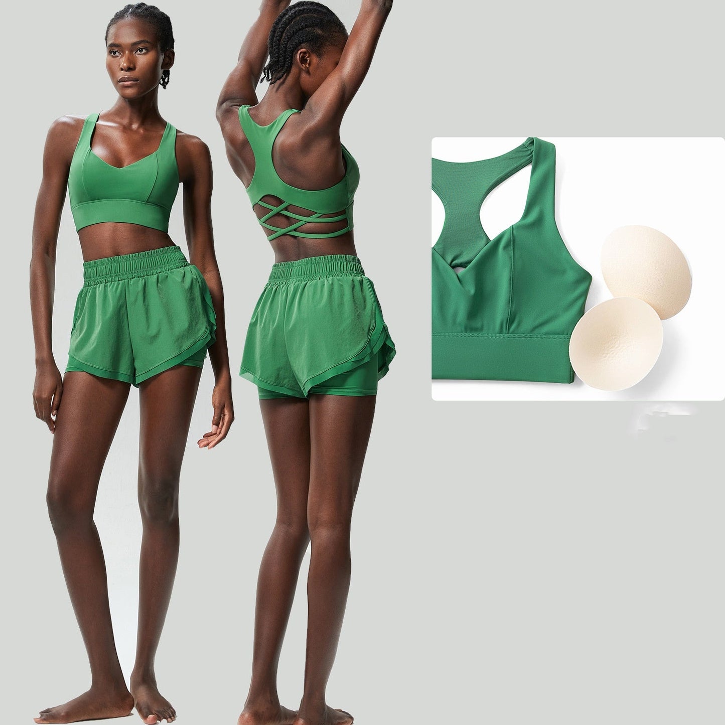 L3710# Women Yoga Bra and Shorts Set