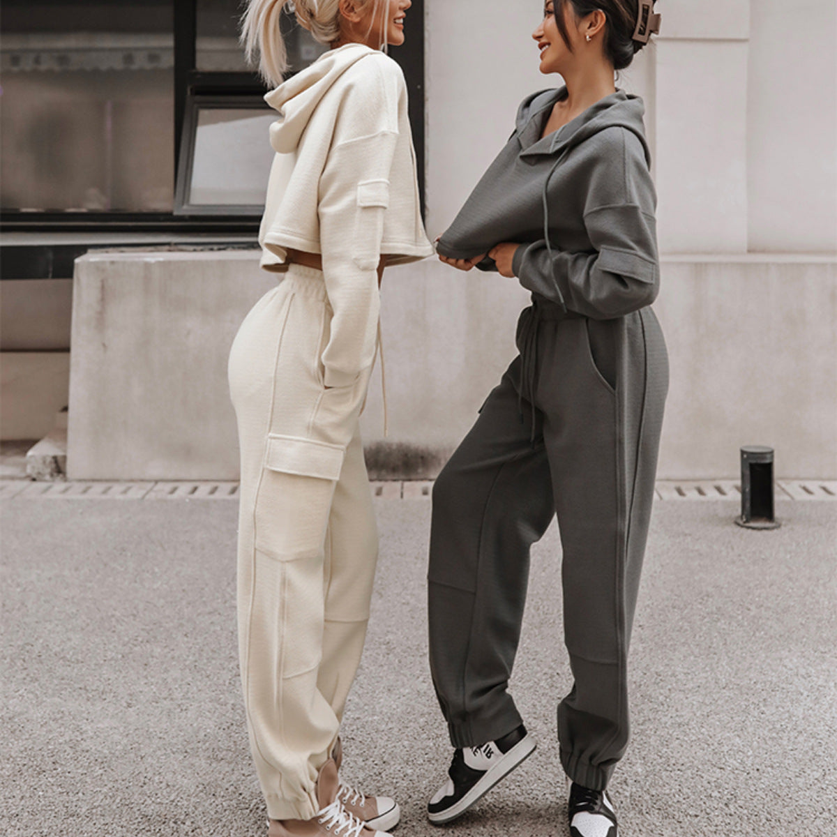 486# AL 3D Silver Logo Women Hoodie Pants Set