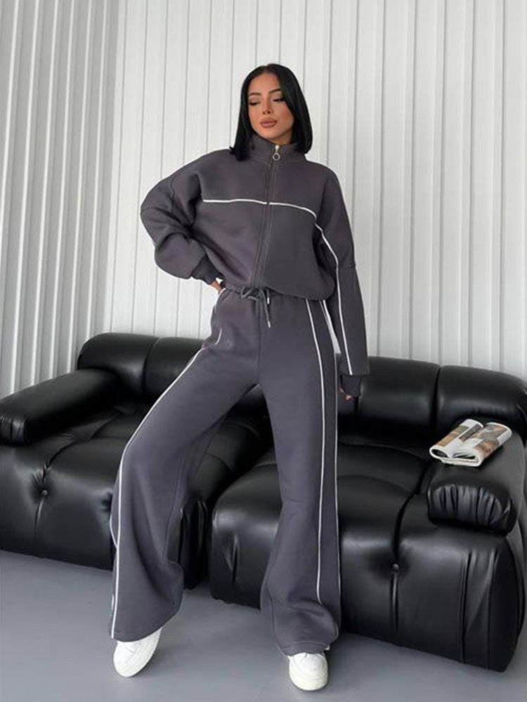 456# AL 3D Silver Logo Women Hoodie Pants Set