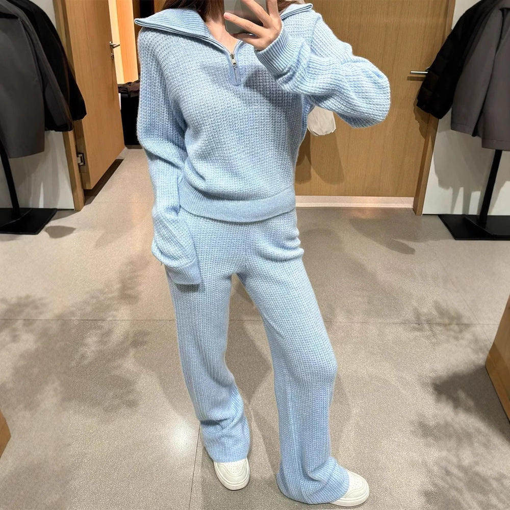 682# A Women Knitted sweater Pants Set