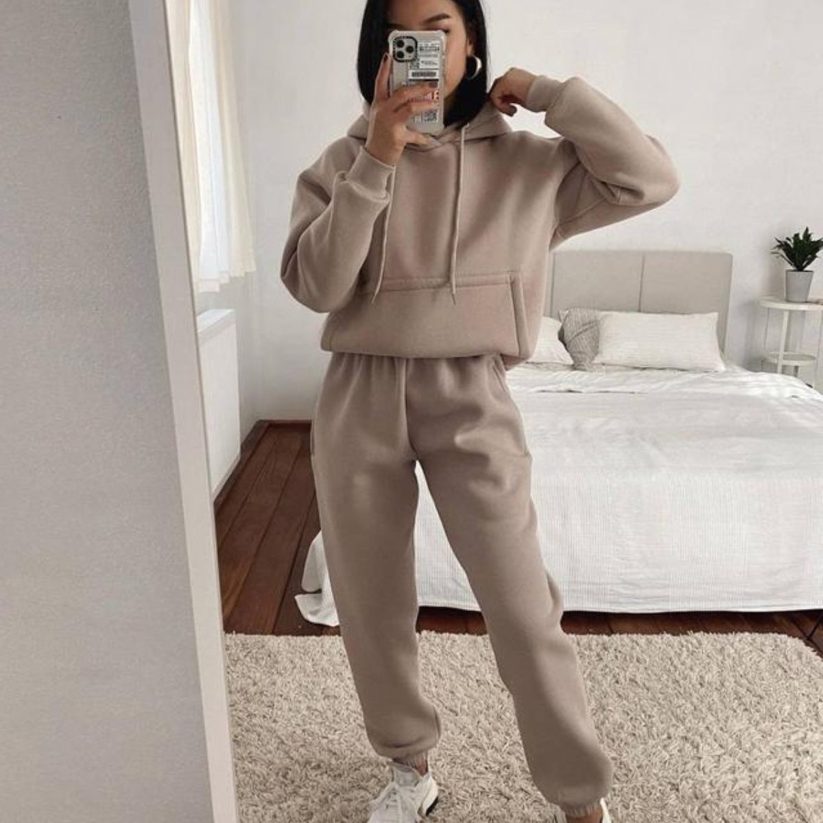 487# AL 3D Silver Logo Women Hoodies Pants Set