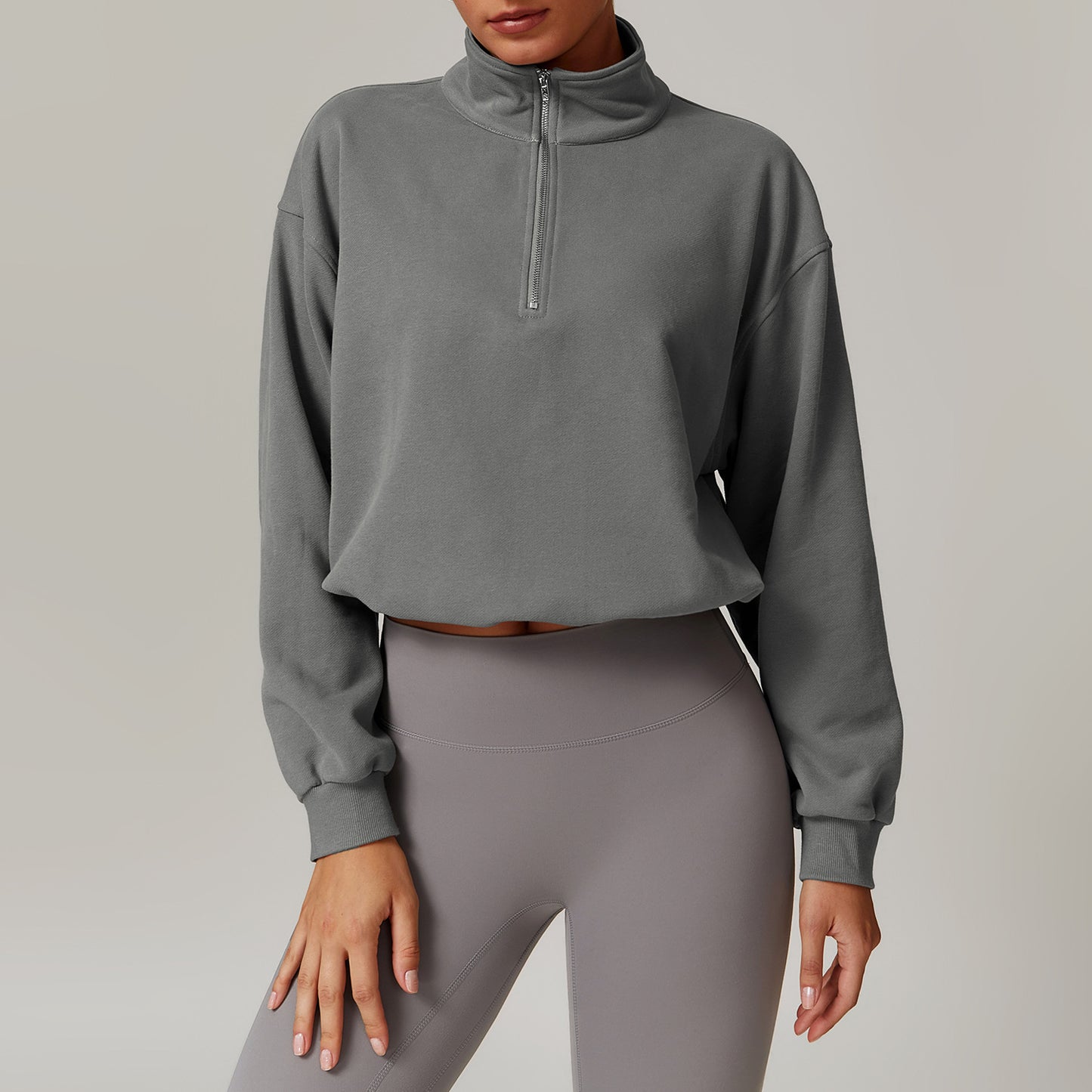 563# A 3D Silver Logo Women Yoga Sweatshirts