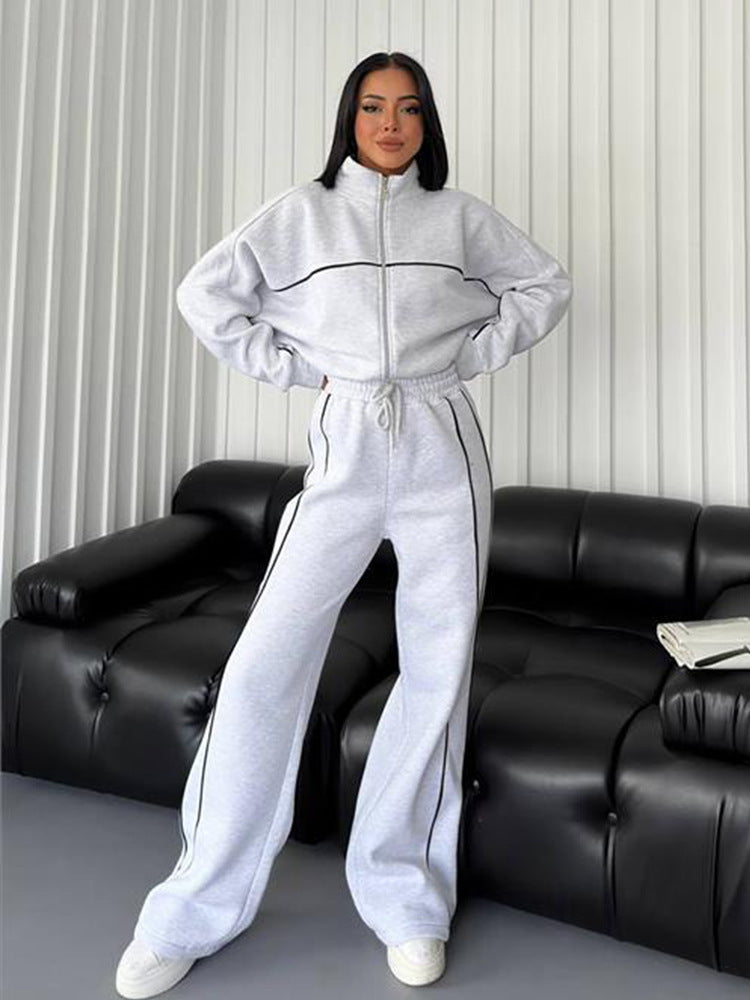 456# AL 3D Silver Logo Women Hoodie Pants Set