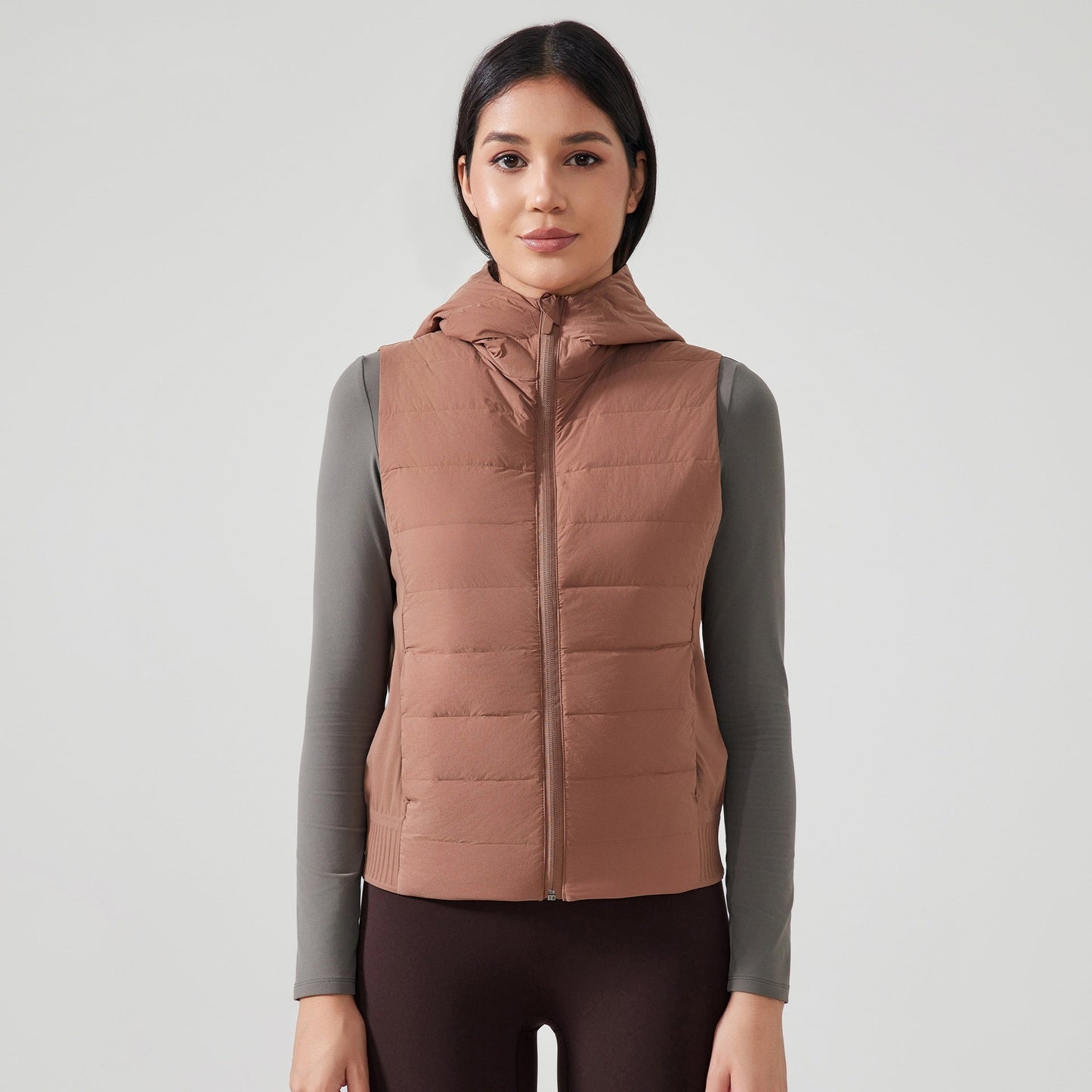 L3822# Women Light Fleece Hooded Vest