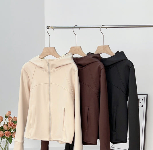 L3808#XY Women Fleece Hooded Coat